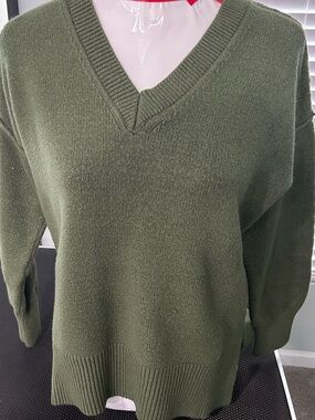 Olive V-Neck Women's Sweater